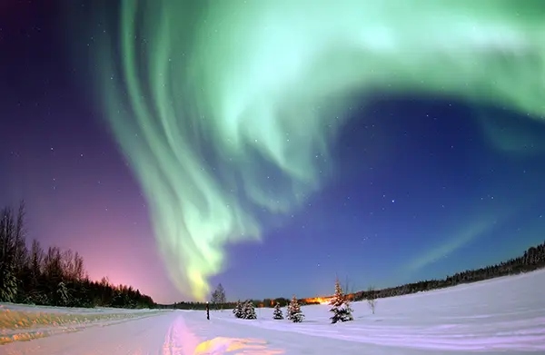 Aurora borealis over Eielson Air Force Base, Alaska