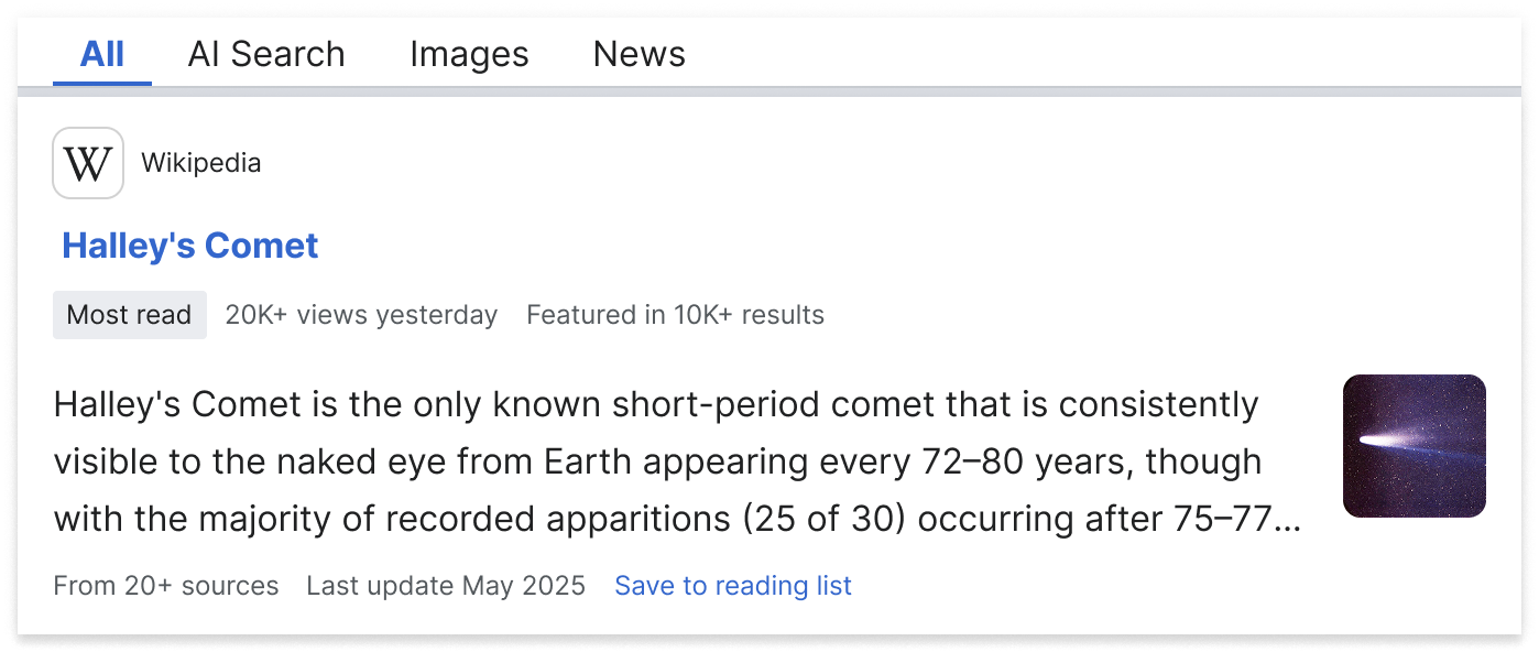 Search scenario example